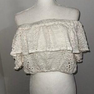 White Off the shoulder Cut Out Top